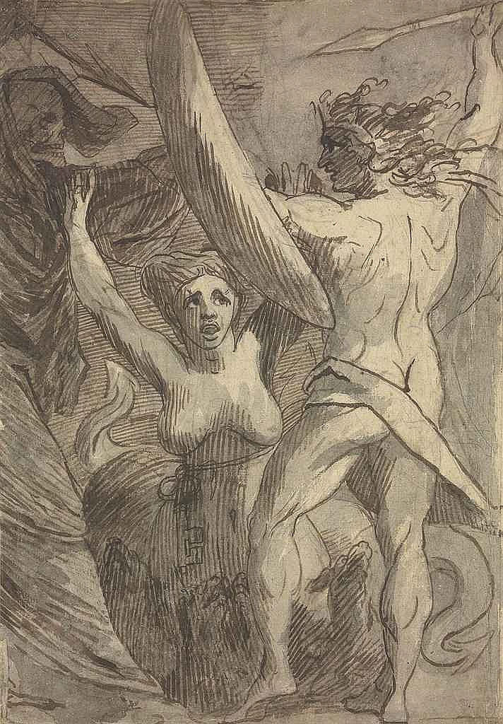 Morte e peccato incontrati da Satana al suo ritorno dalla Terra
